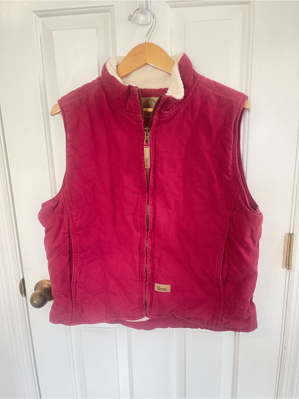 Berne Vest Womens XLarge Red Canvas Workwear Sherpa Lined Reg Cotton Polyester